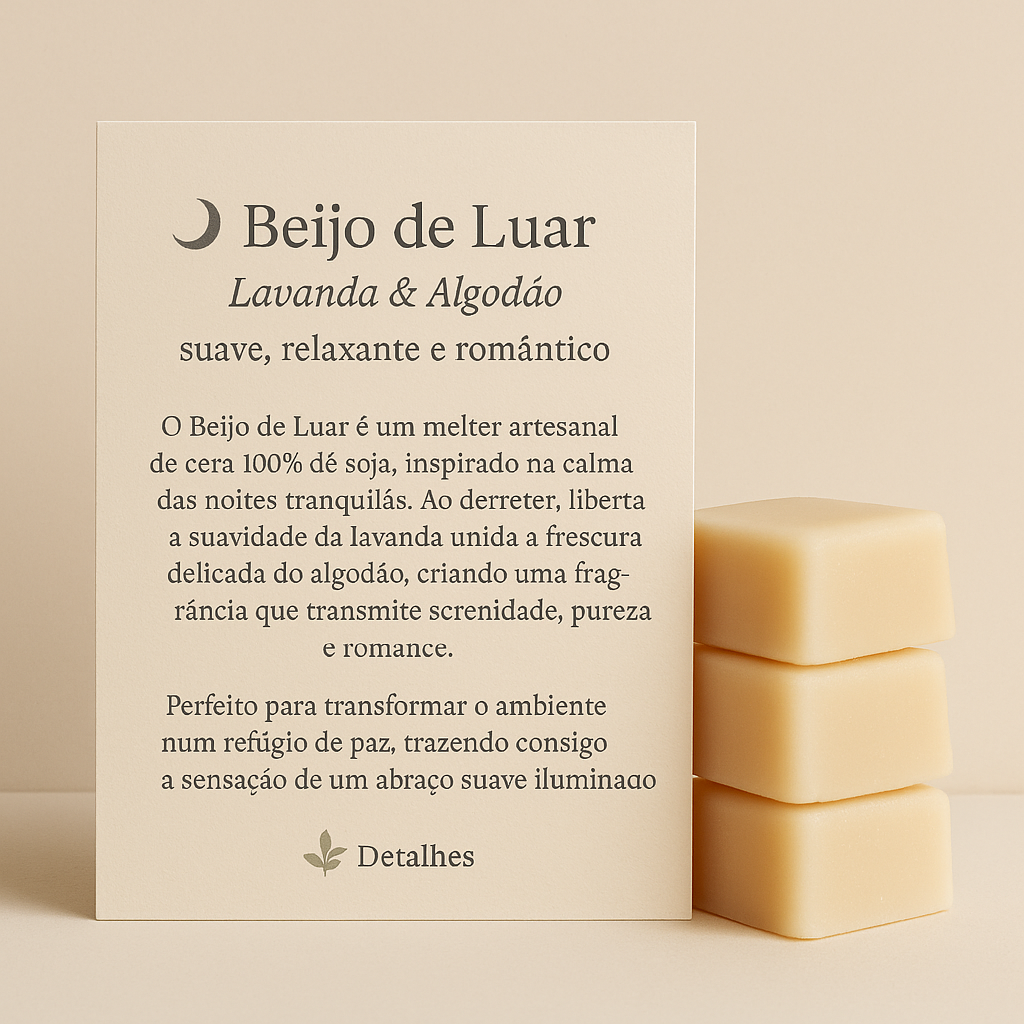 Melters “Beijo de Luar”Lavanda & Algodão: suave, relaxante e romântico.